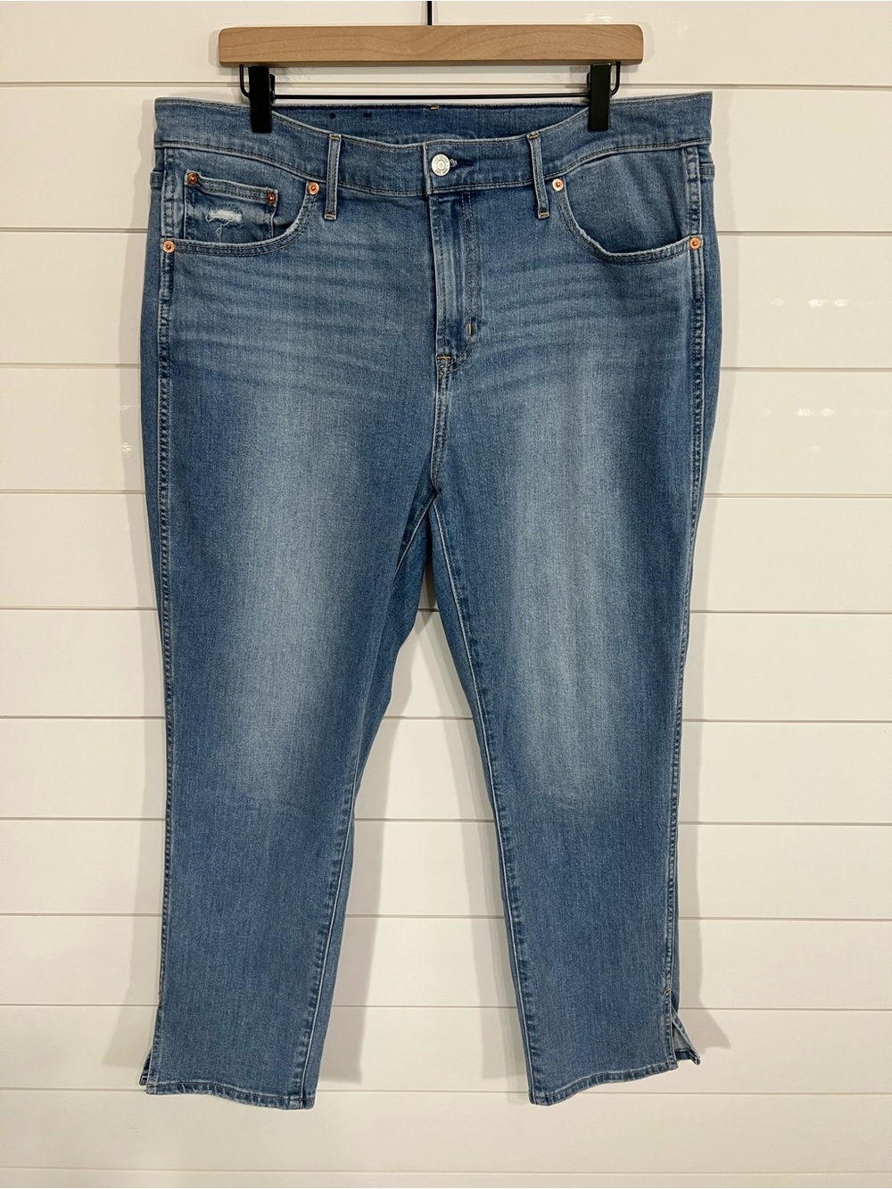 GAP Vintage Slim Jeans Women’s 18 Mid Rise Split Hem Ankle Light Wash Denim - Picture 3 of 14